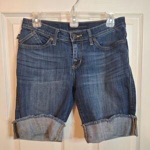 Rock & Republic Medium Acid Wash Cochella Cuffed Raw Hem Jean Shorts Size 6